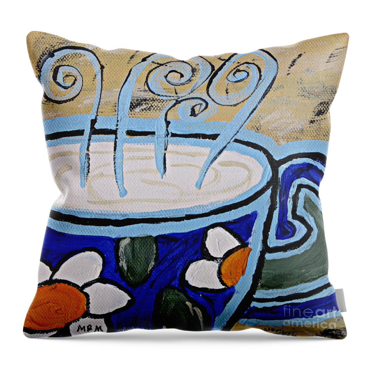 Coffee Throw Pillow featuring the painting Afternoon Break by Mary Mirabal