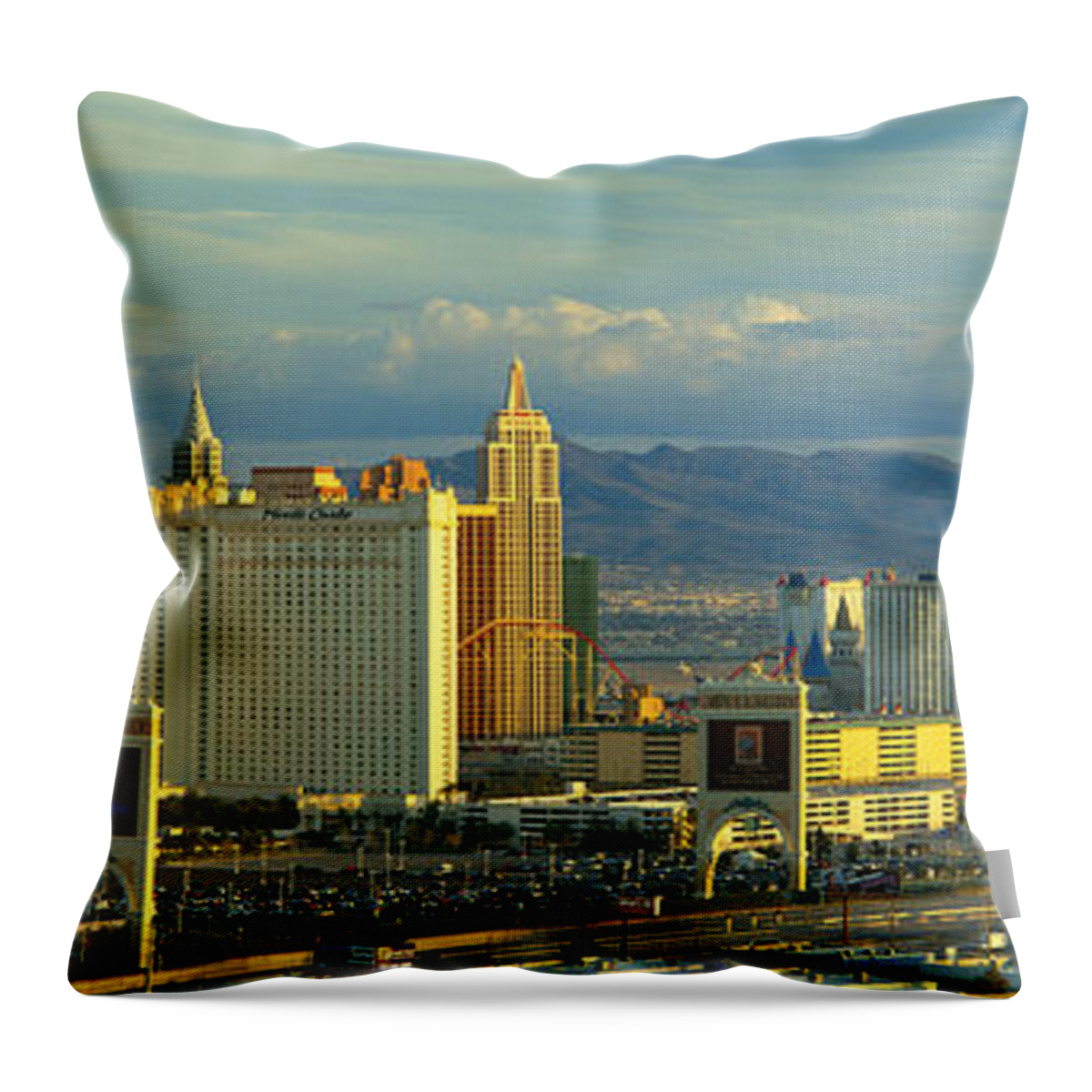 Photography Throw Pillow featuring the photograph Afternoon The Strip Las Vegas Nv Usa by Panoramic Images