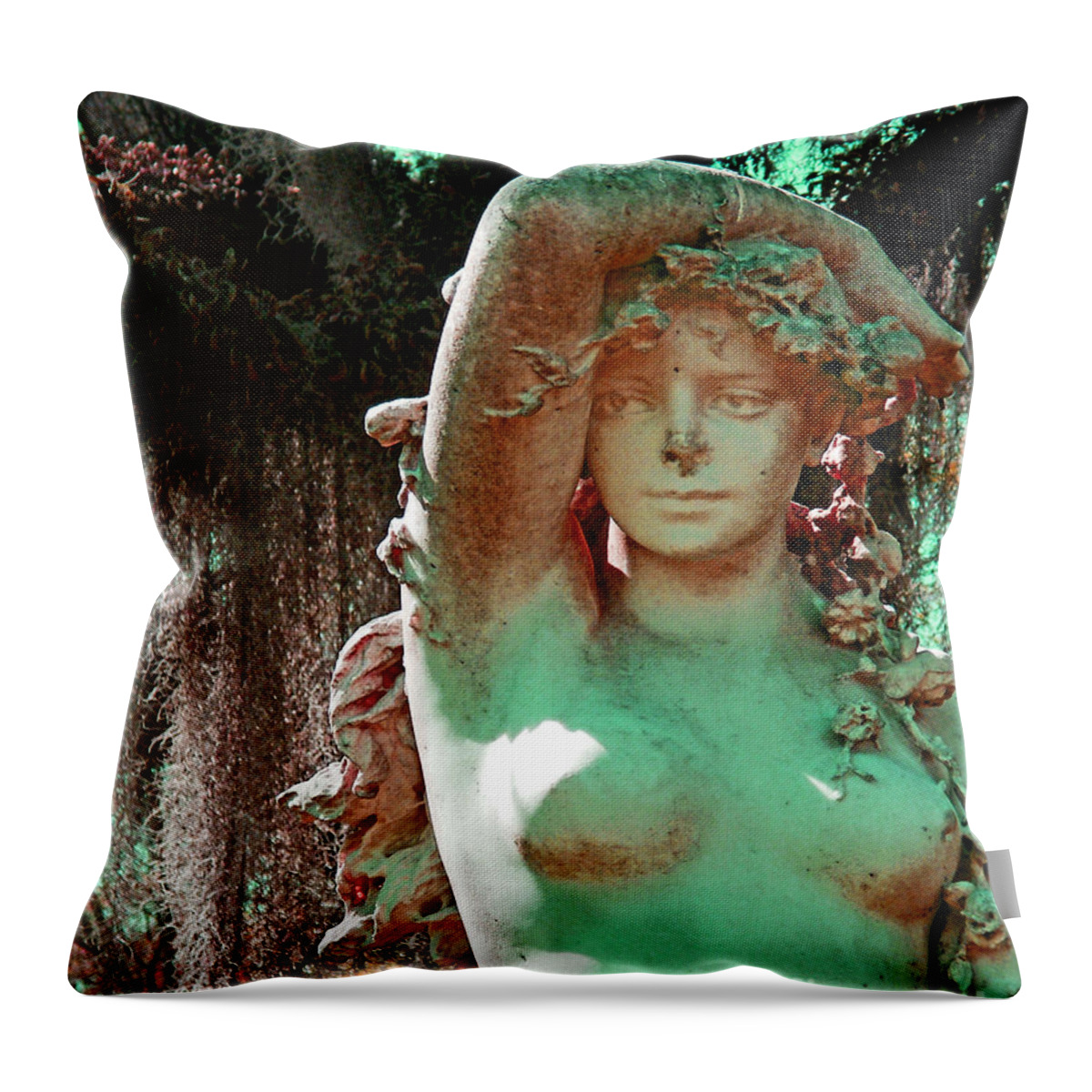 Statue Throw Pillow featuring the digital art Afton Plantation Garden Statuary by Lizi Beard-Ward