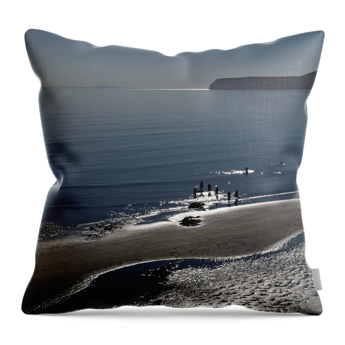Britain Throw Pillow featuring the photograph Against The Light - Compton Bay by Rod Johnson