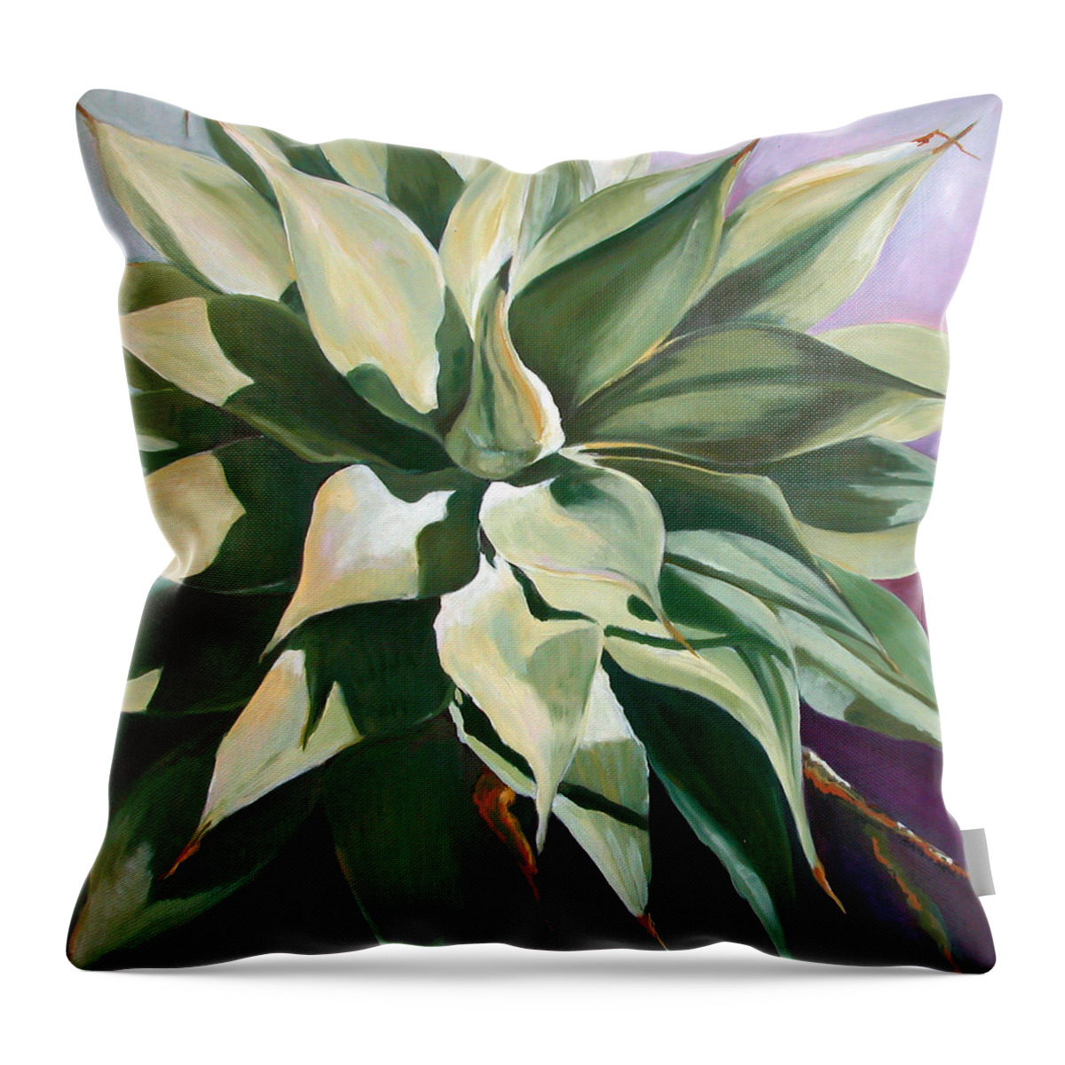 Agave Plant Throw Pillow featuring the painting Agave 1 by Synnove Pettersen