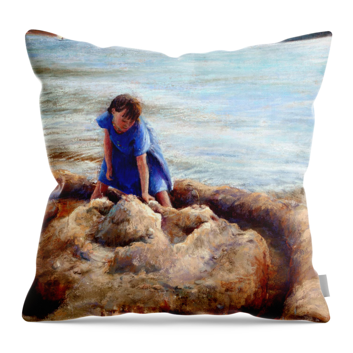 Beach Throw Pillow featuring the painting Age of Innocence by Mary Giacomini