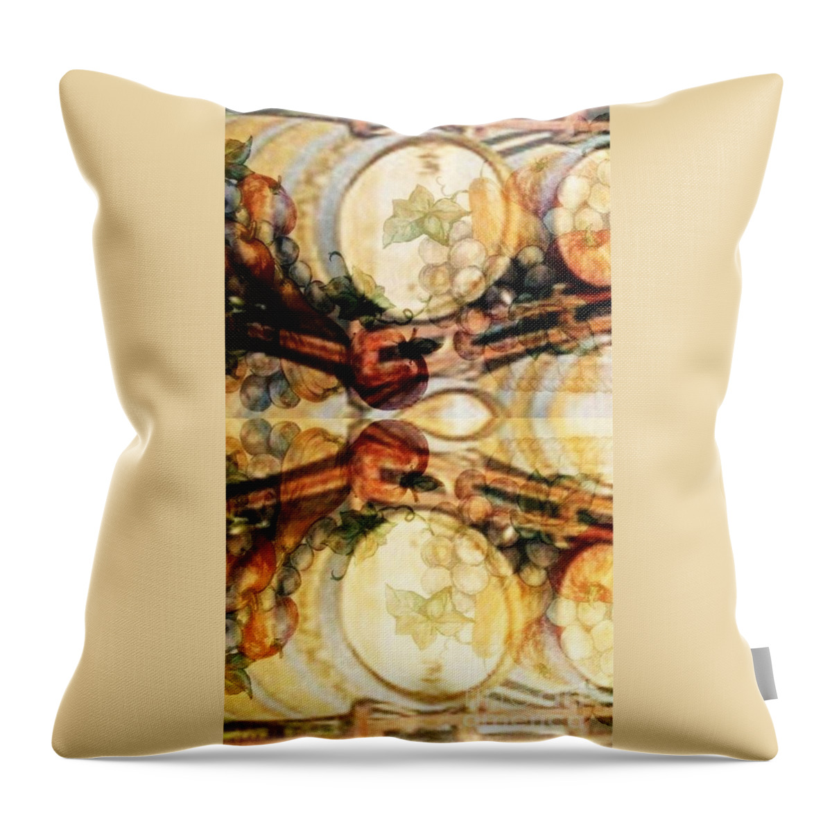 Wine Throw Pillow featuring the painting Aging Barrels by PainterArtist FIN