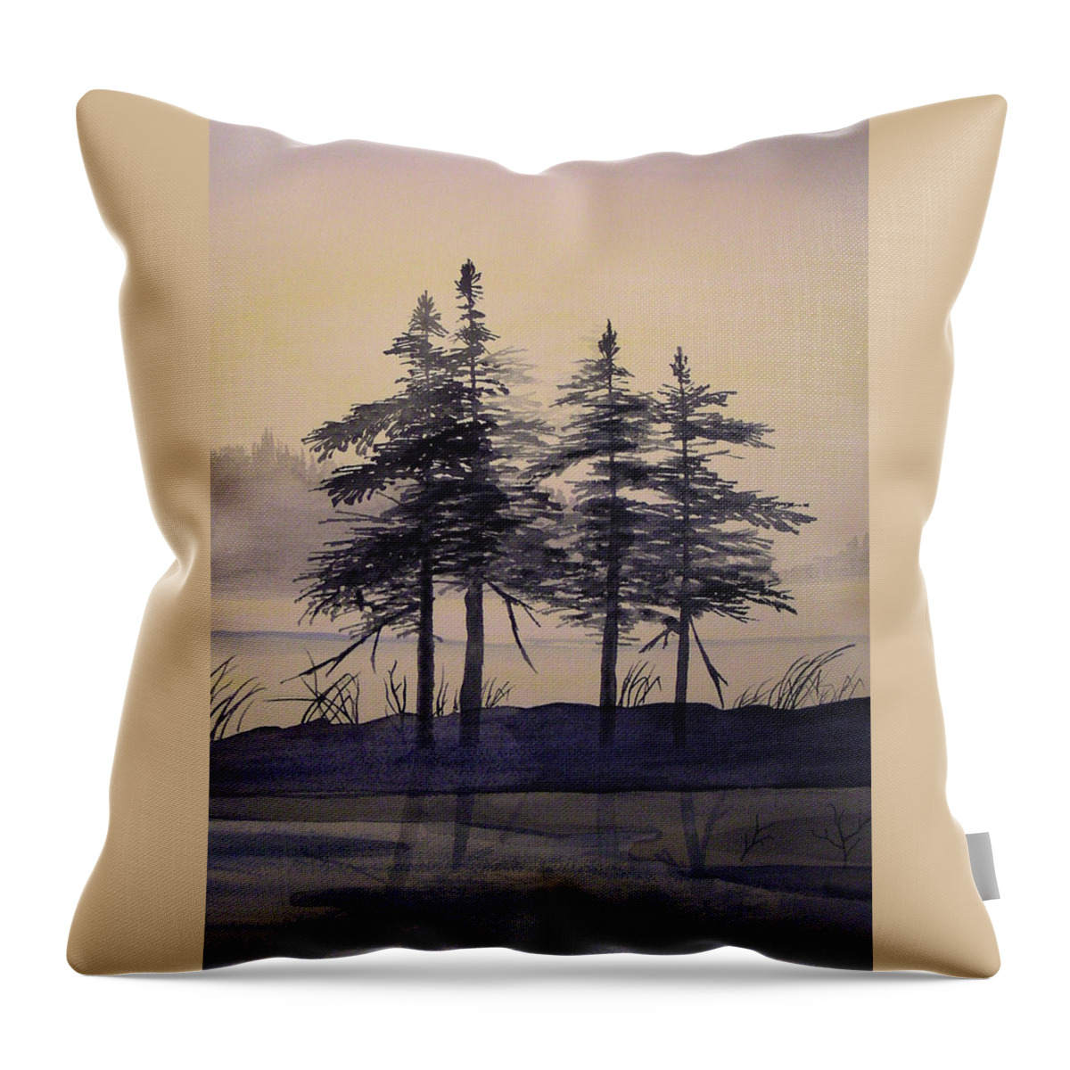 Sunrise Throw Pillow featuring the painting Aguasabon Trees by Gigi Dequanne