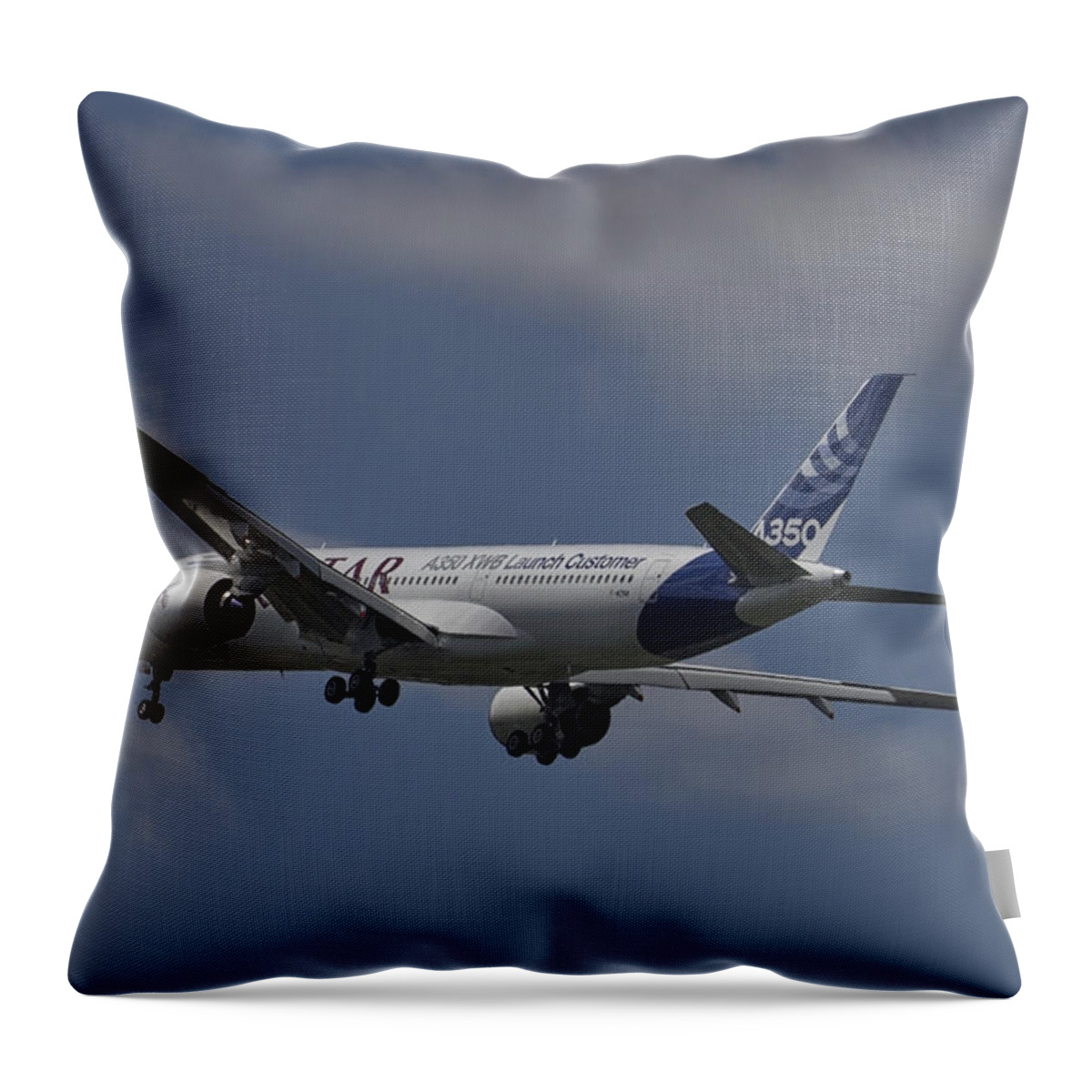 Transportation Throw Pillow featuring the photograph Airbus A350 by Shirley Mitchell