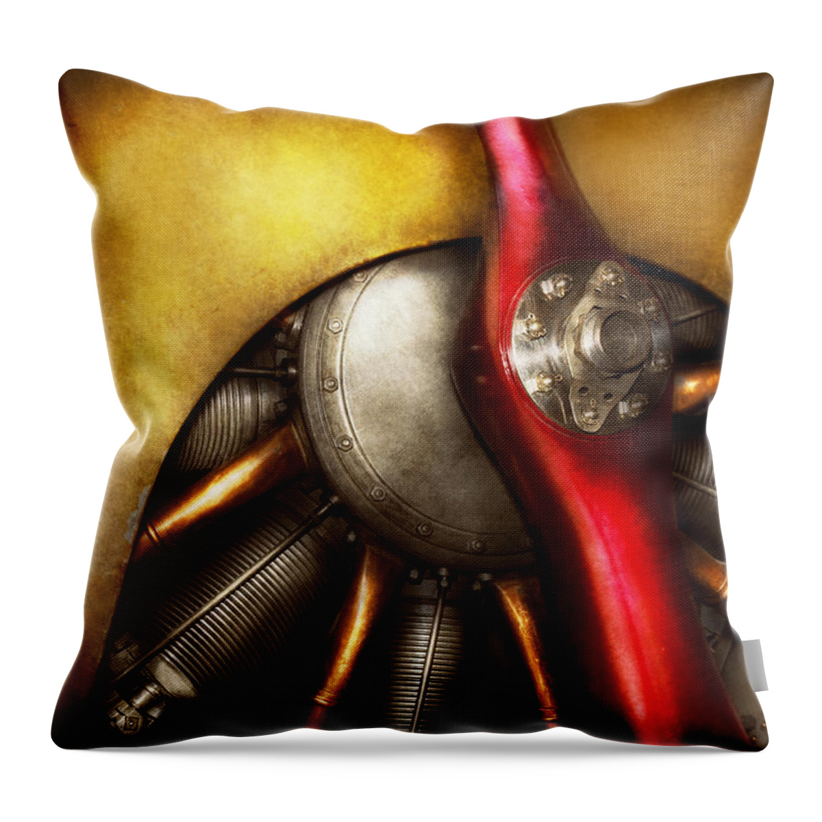 Pilot Throw Pillow featuring the photograph Airplane - Prop - Fine lines by Mike Savad