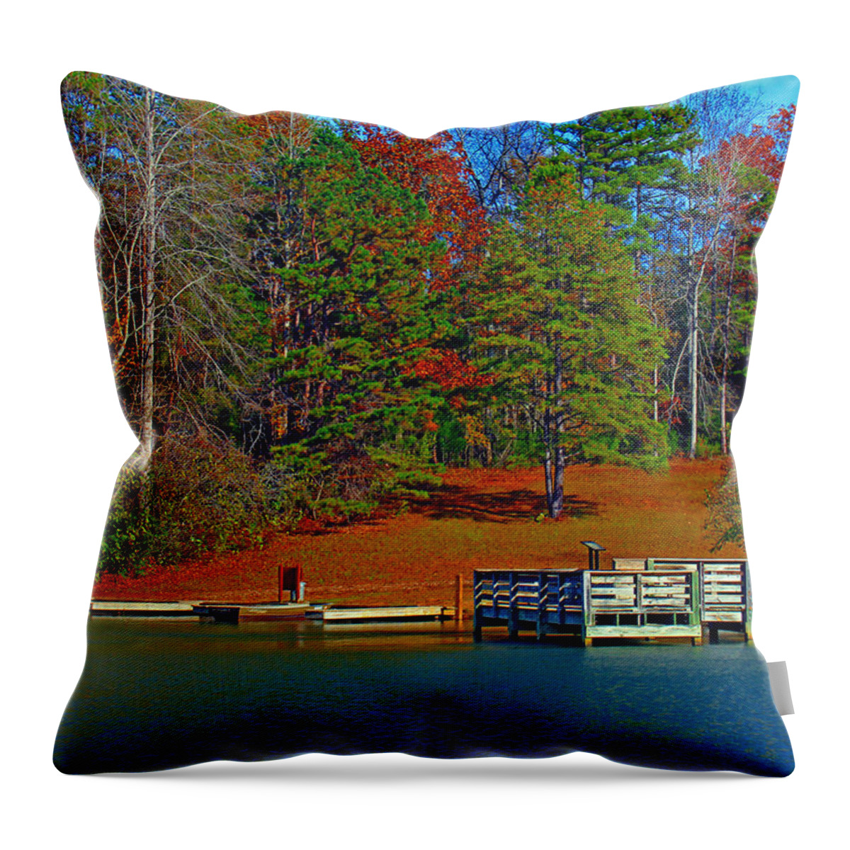 Waterscene Throw Pillow featuring the photograph AJSP boat ramp by Andy Lawless