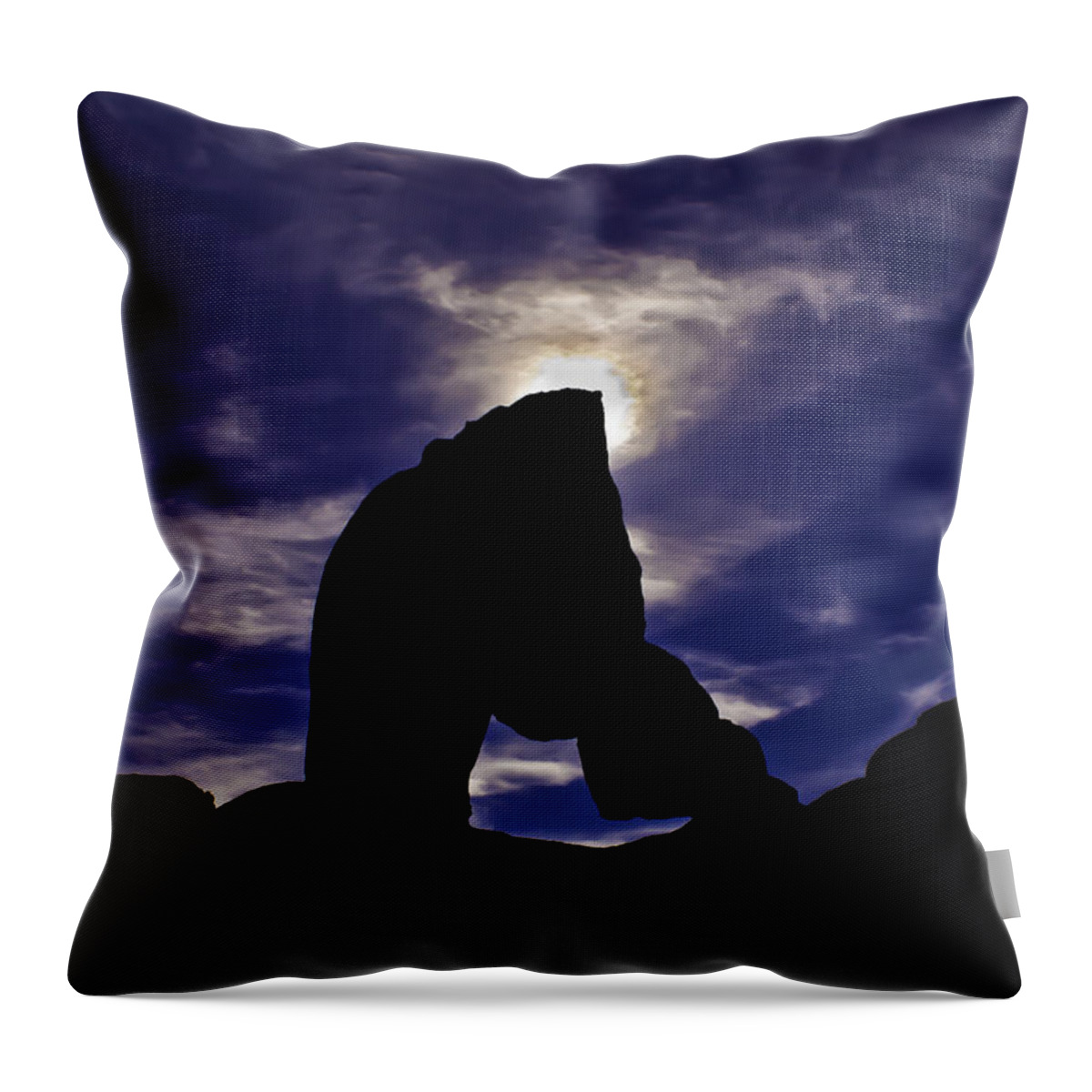 Blm Throw Pillow featuring the photograph Alabama Hills Arch Silhouette by Sherri Meyer