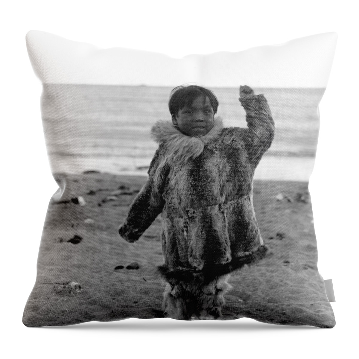 1906 Throw Pillow featuring the photograph Alaska Eskimo Child by Granger