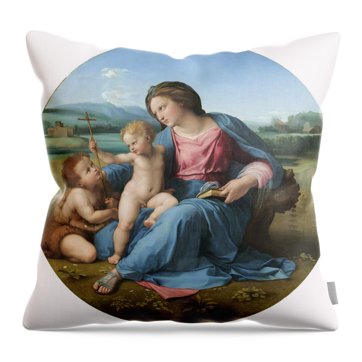 Raphael Throw Pillow featuring the painting Alba Madonna by Raphael