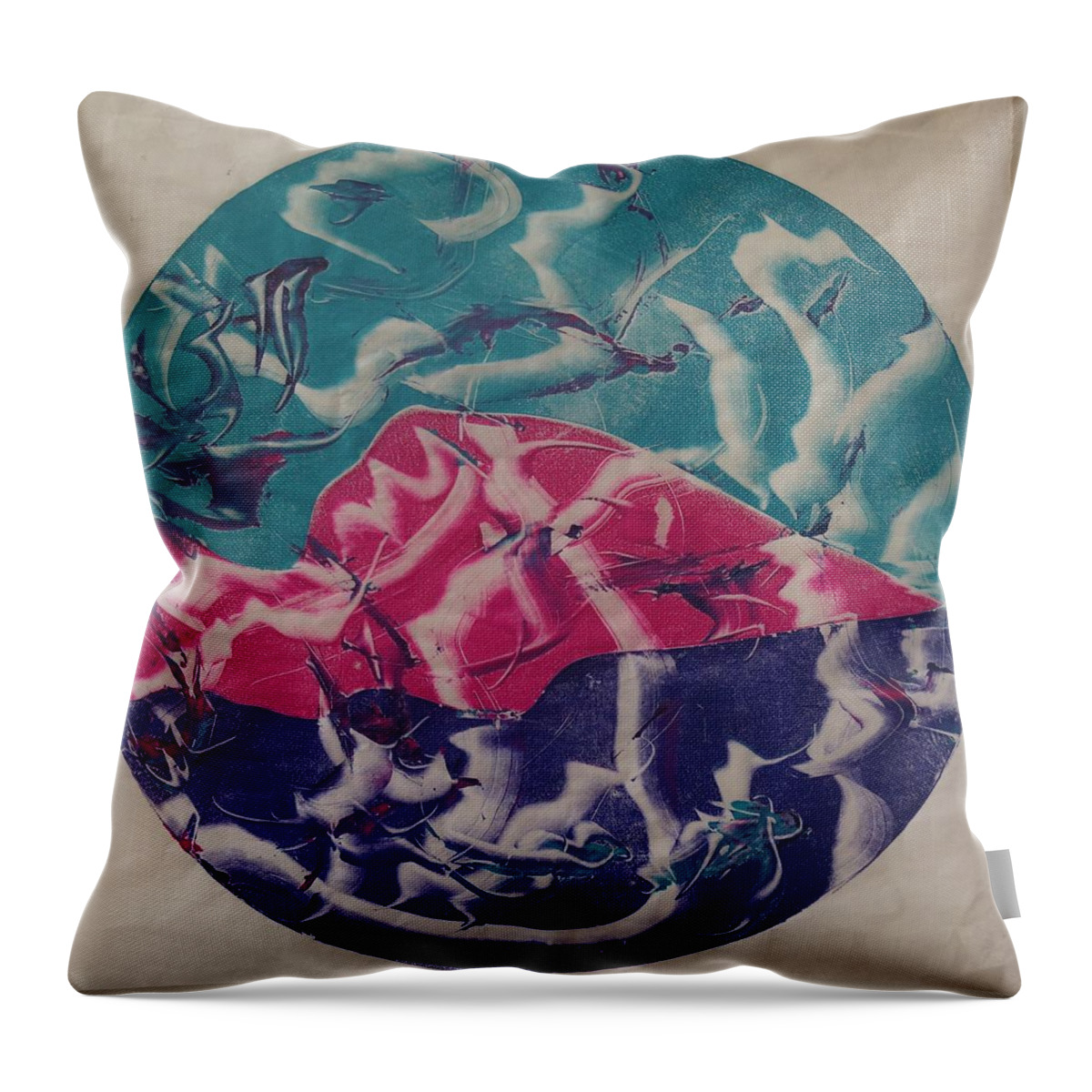 Abstract Throw Pillow featuring the painting Albers by Erika Jean Chamberlin