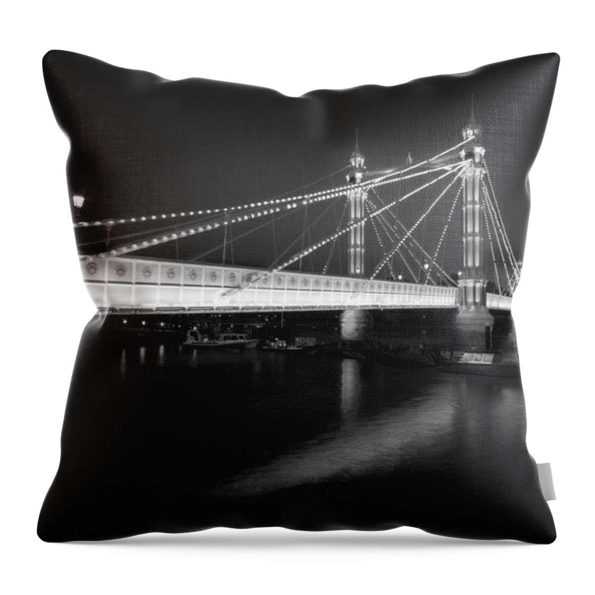 London Throw Pillow featuring the photograph Albert Bridge at night by David French