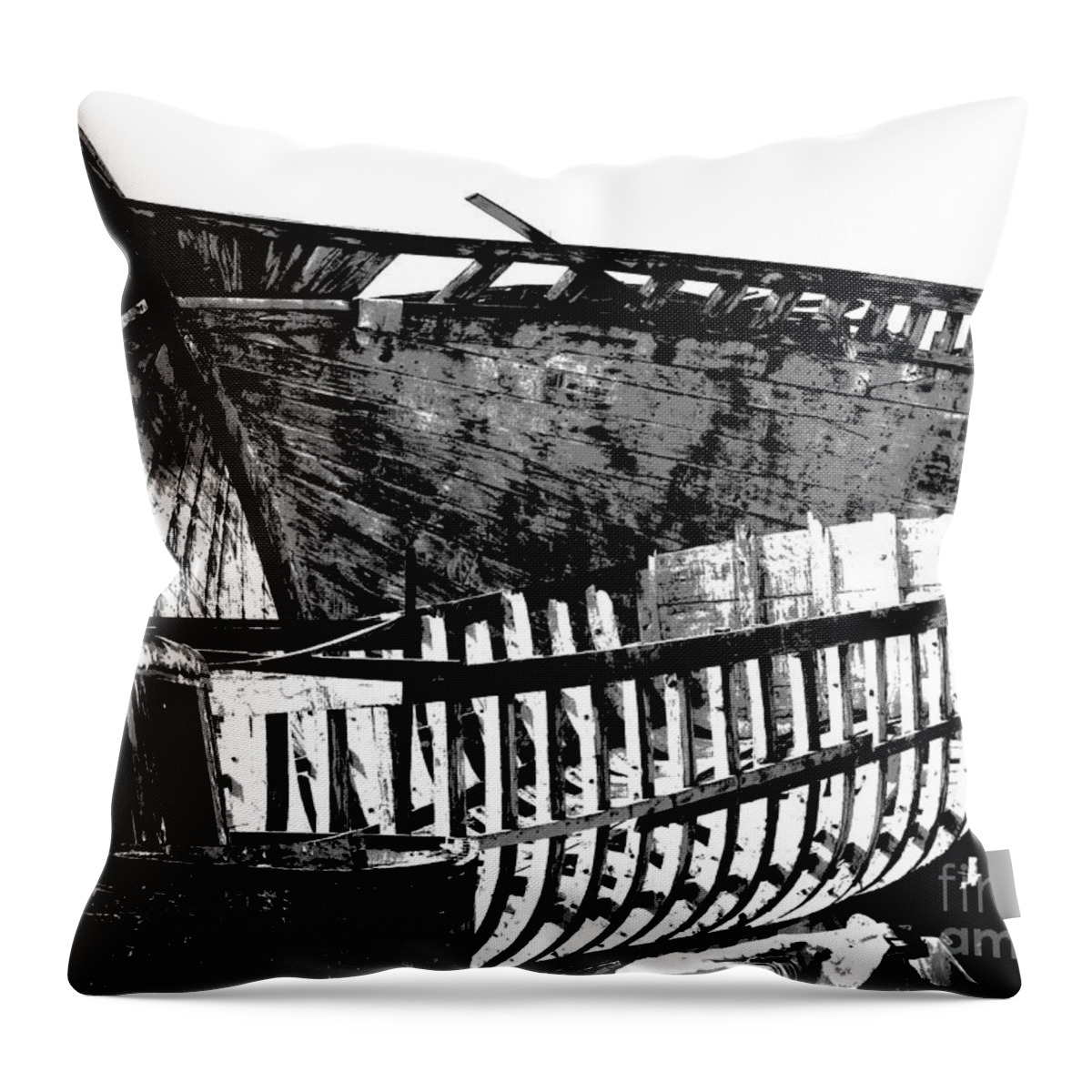 Black And White Throw Pillow featuring the photograph Alexandria Egypt - Boat Construction by Jacqueline M Lewis