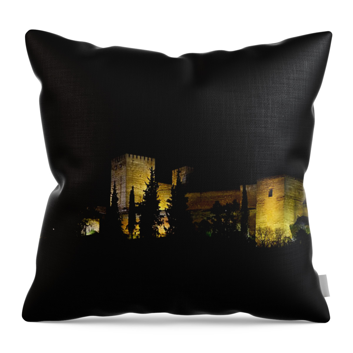 Europe Throw Pillow featuring the photograph Alhambra at night by Rudi Prott