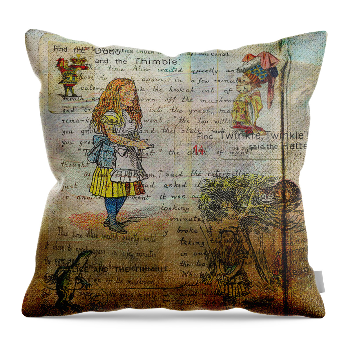 Alice Throw Pillow featuring the digital art Alice's Adventures by Sarah Vernon