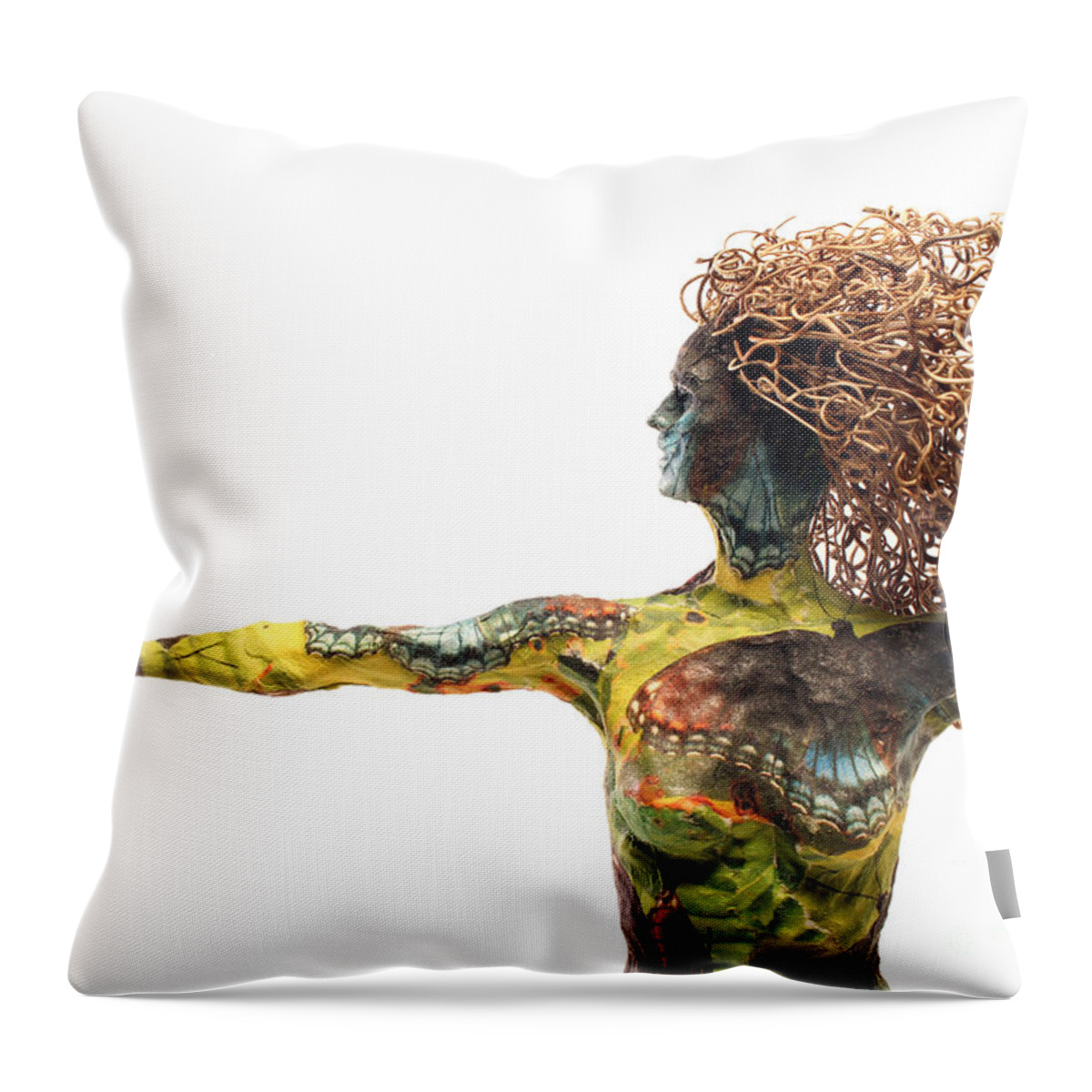 Art Throw Pillow featuring the mixed media Alight A Sculpture by Adam Long by Adam Long