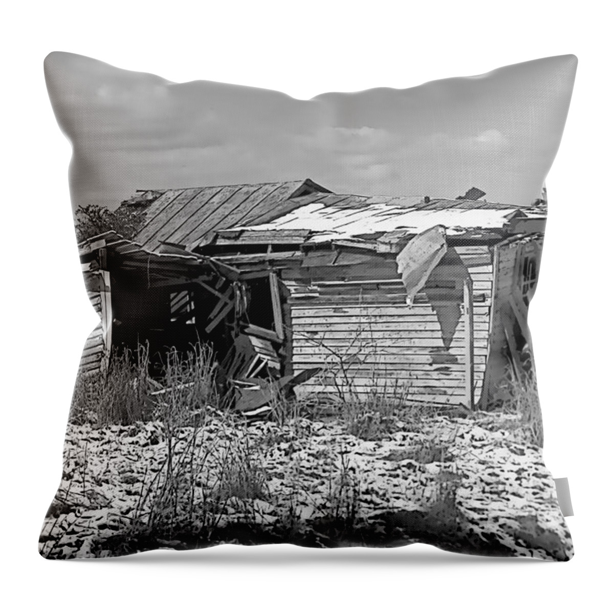 Victor Montgomery Throw Pillow featuring the photograph All But Gone Black and White by Vic Montgomery