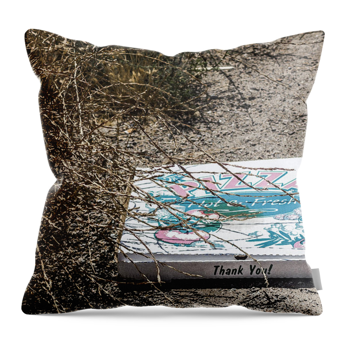 Pizza Throw Pillow featuring the digital art All Gone by Photographic Art by Russel Ray Photos