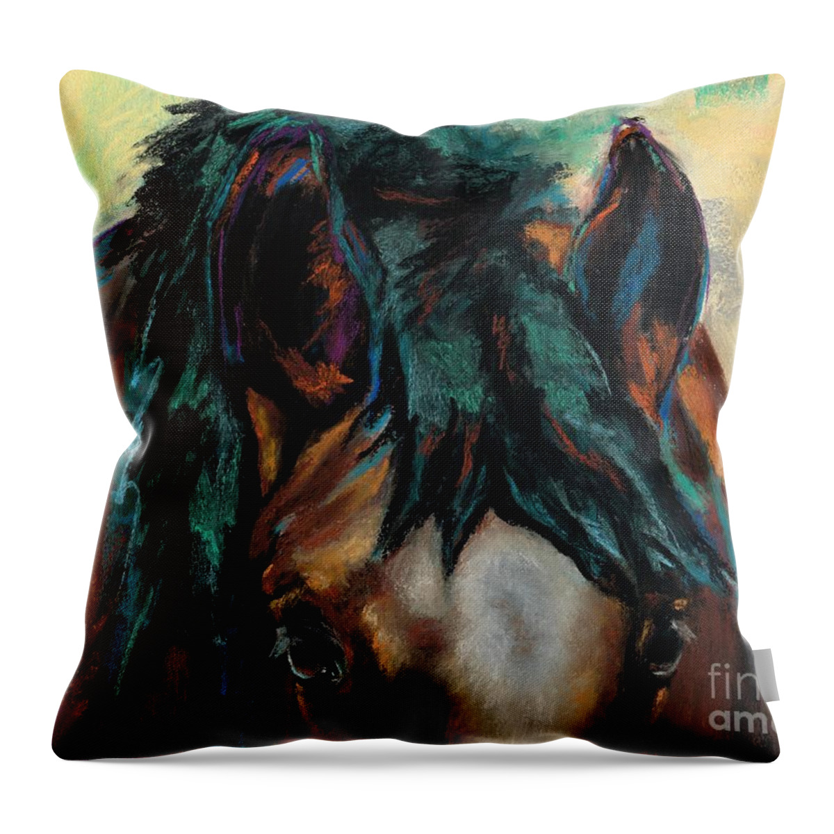 Horse Art Throw Pillow featuring the painting All Knowing by Frances Marino