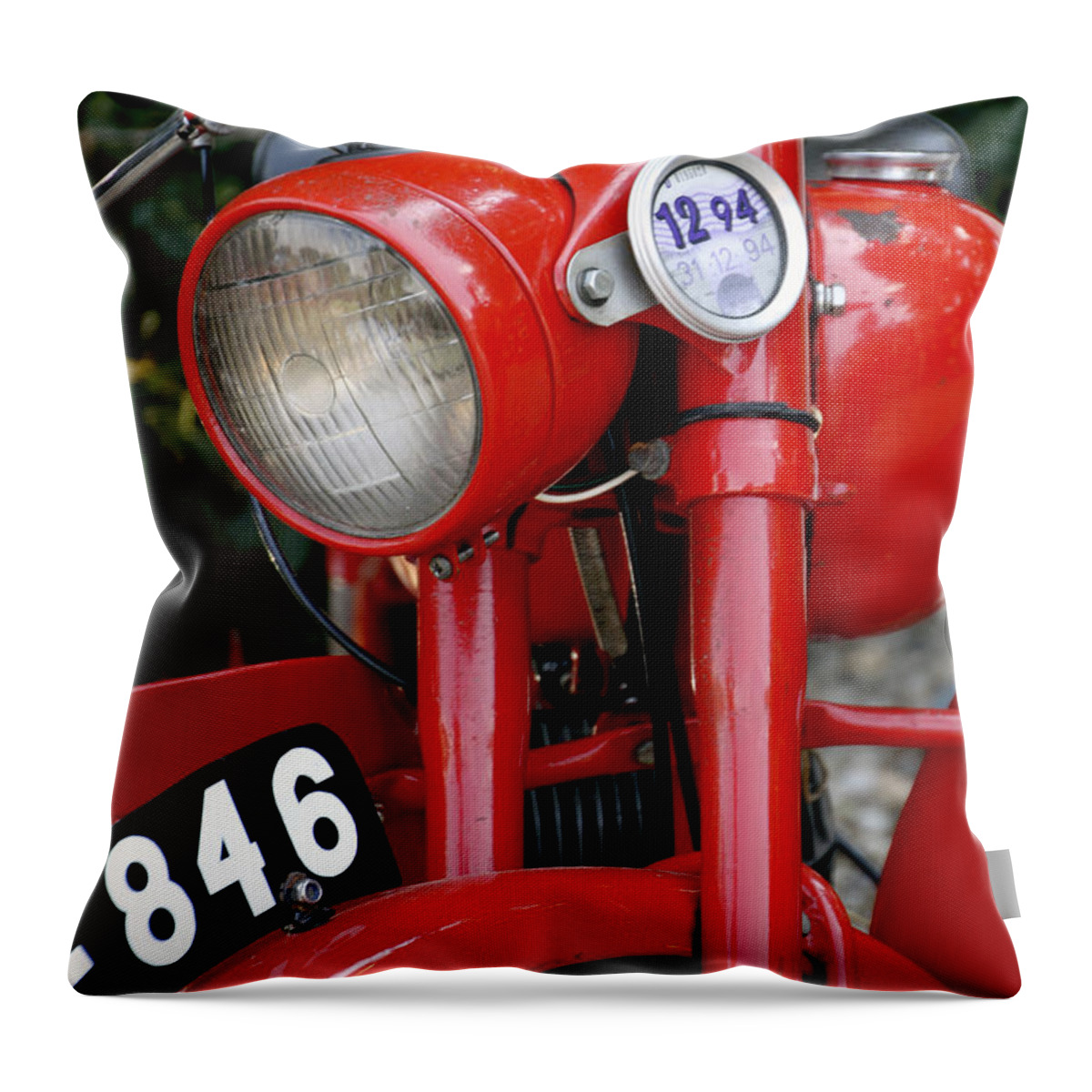 Motorcycle Throw Pillow featuring the photograph All Original English Motorcycle by Bob Slitzan