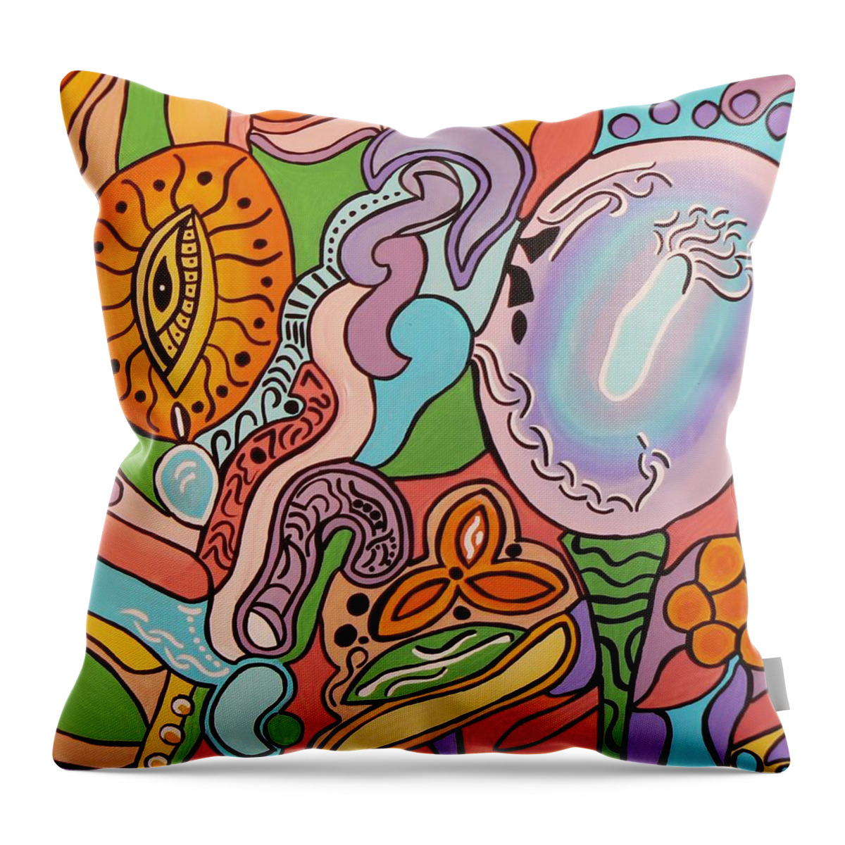 Egg Salad Throw Pillow featuring the painting All Seeing Egg Salad by Barbara St Jean