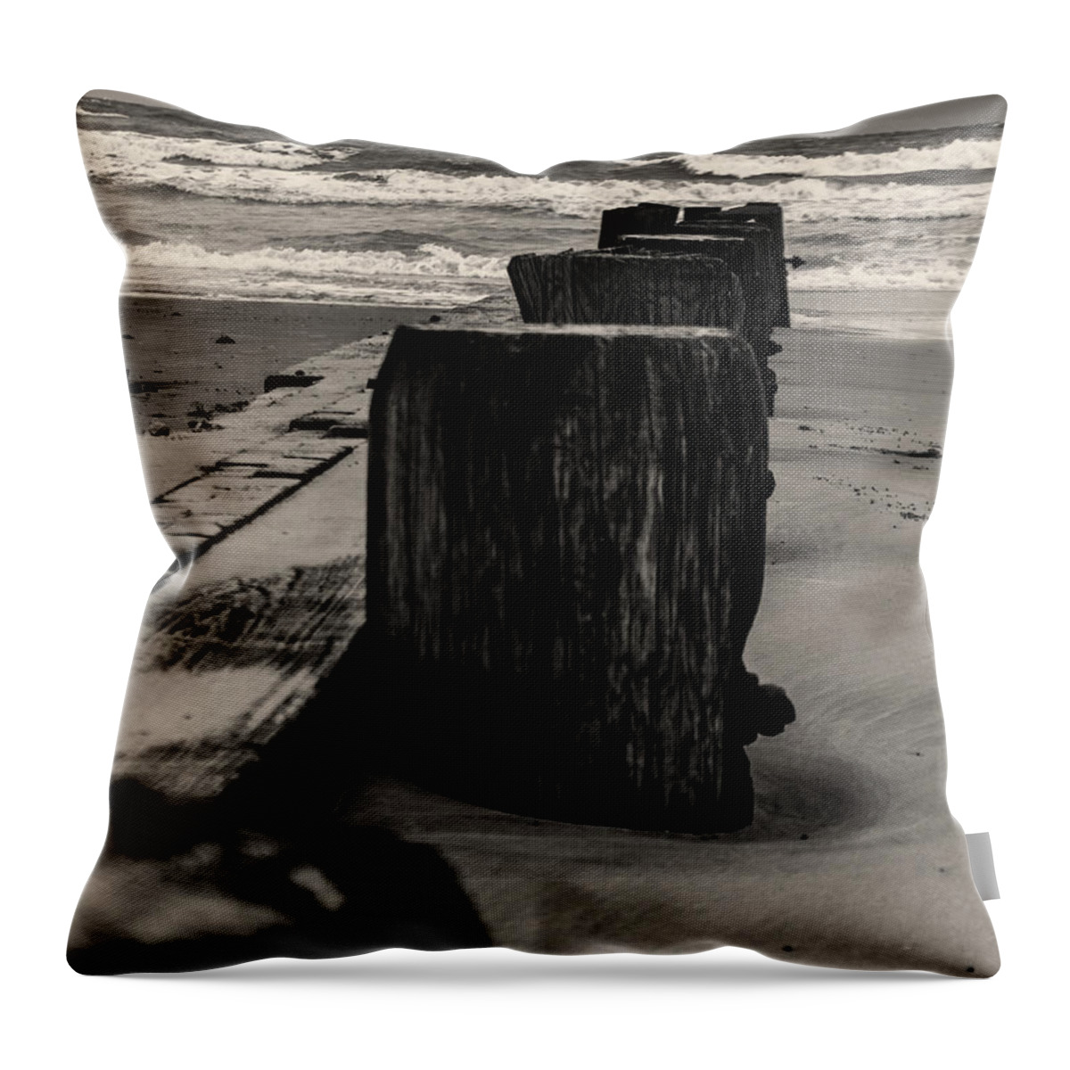 Old Pier Throw Pillow featuring the photograph All That Remains by Kevin Senter