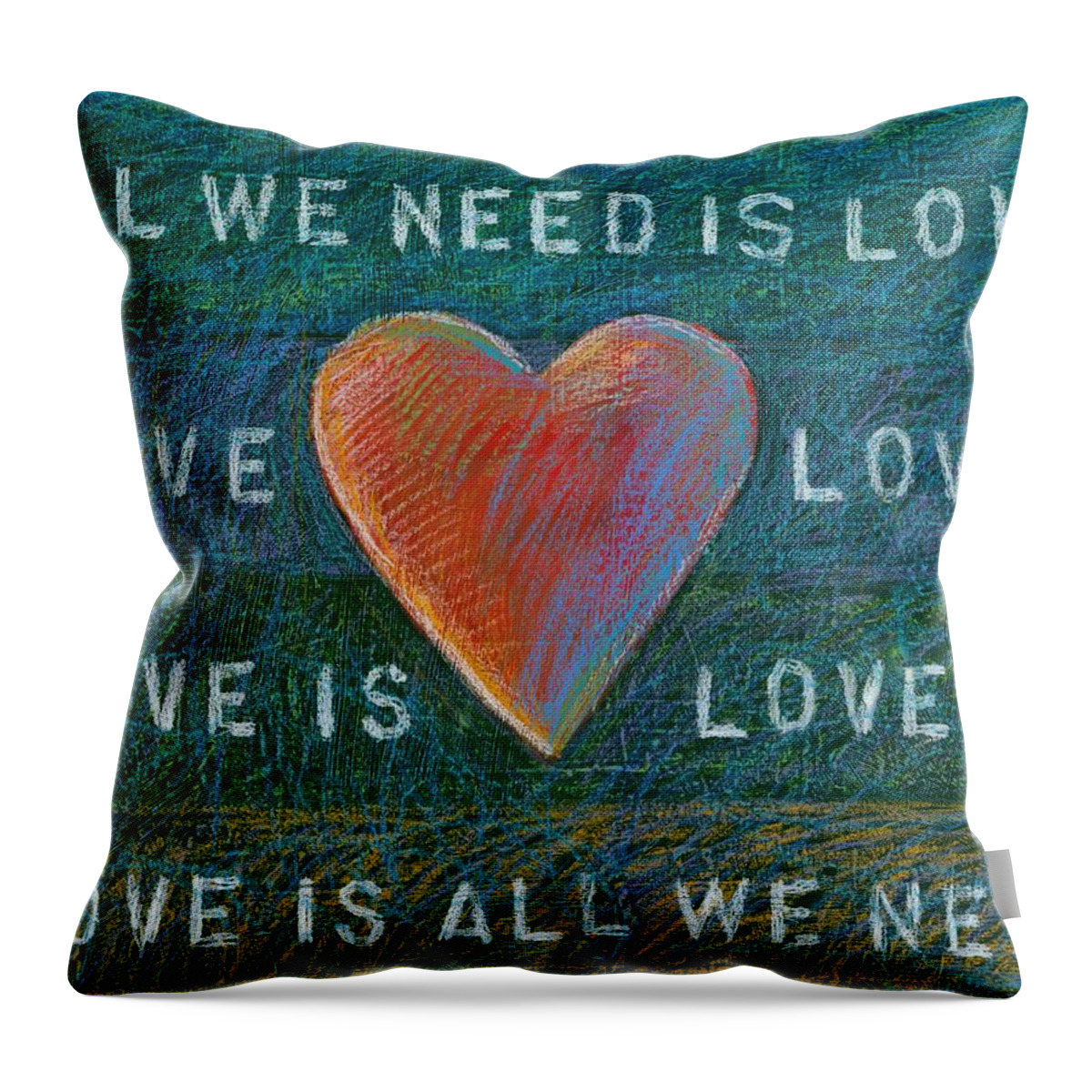 Single Red Heart Throw Pillow featuring the mixed media All We Need is Love 1 by Gerry High