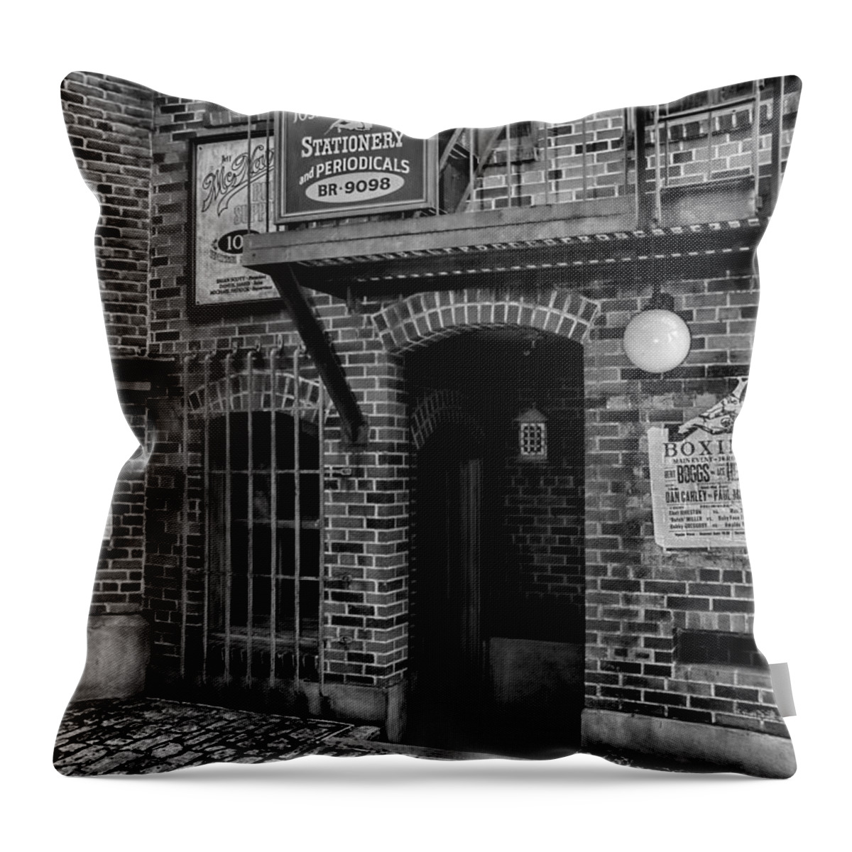 Christopher Holmes Photography Throw Pillow featuring the photograph Alley - BW by Christopher Holmes