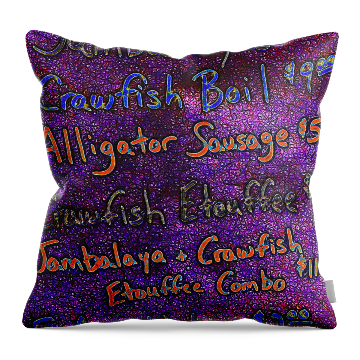 Menu Throw Pillow featuring the photograph Alligator Sausage For Five Dollars 20130610 by Wingsdomain Art and Photography