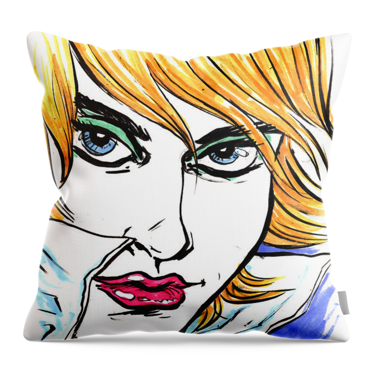 Woman Throw Pillow featuring the drawing Allure by John Ashton Golden