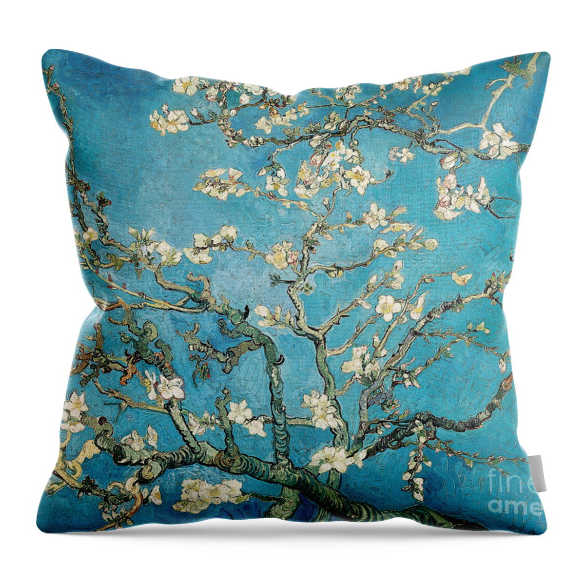 #faatoppicks Throw Pillow featuring the painting Almond branches in bloom by Vincent van Gogh