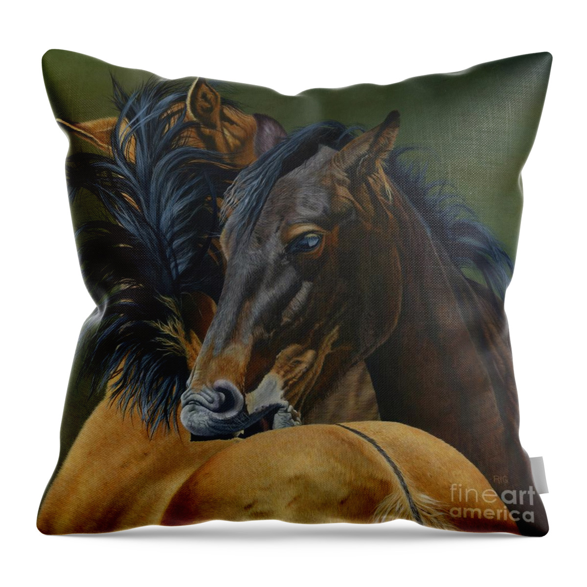 Dun Horse Throw Pillow featuring the painting Almost Dun... by Rosellen Westerhoff