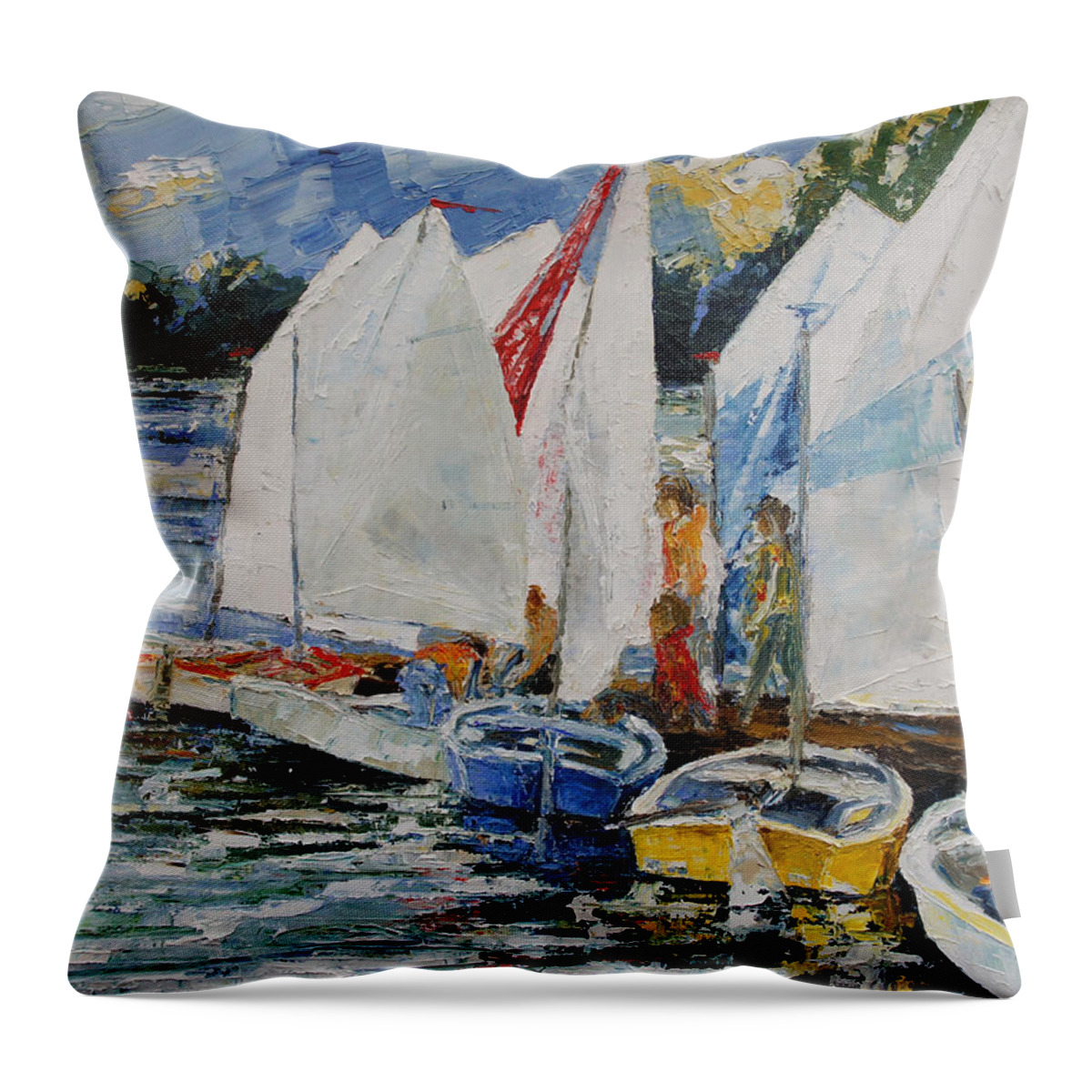 Opti Throw Pillow featuring the painting Almost Ready To Go by Barbara Pommerenke
