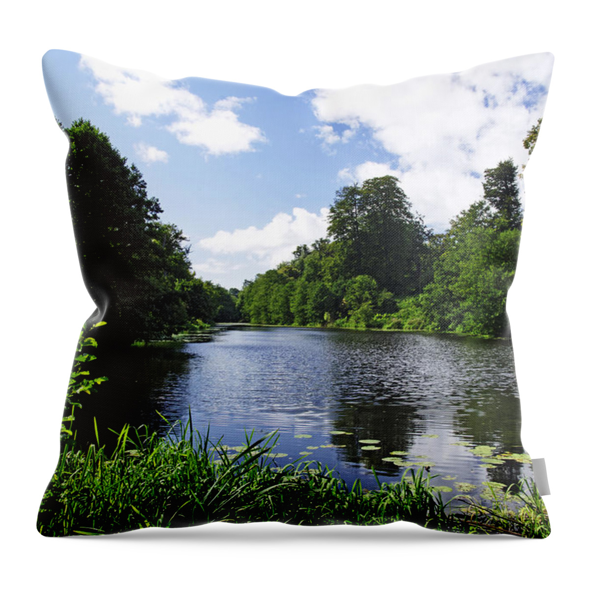 Calke Park Throw Pillow featuring the photograph Along Mere Pond - Calke Park by Rod Johnson