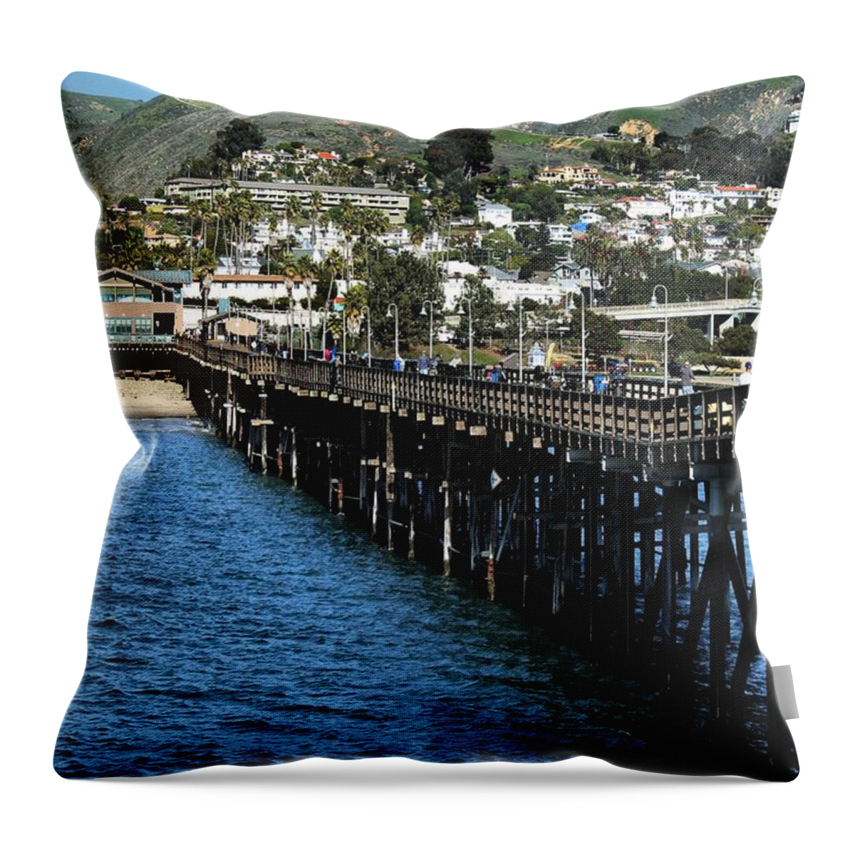 Ventura Throw Pillow featuring the photograph Along The Pier by Michael Gordon