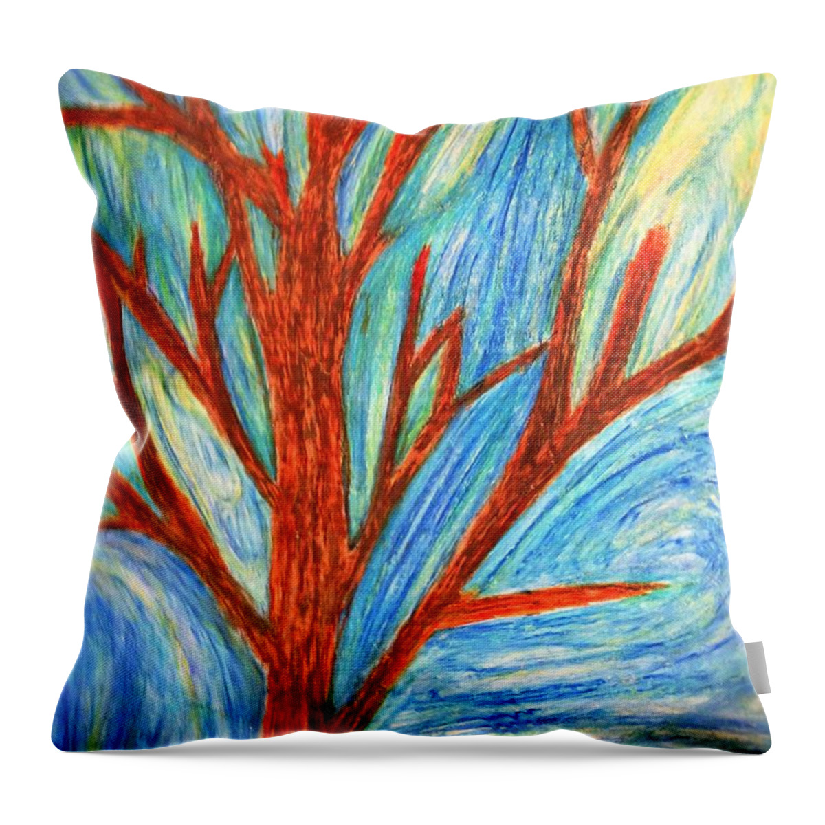 Tree Throw Pillow featuring the painting Aloushi's Abstract by Renee Michelle Wenker