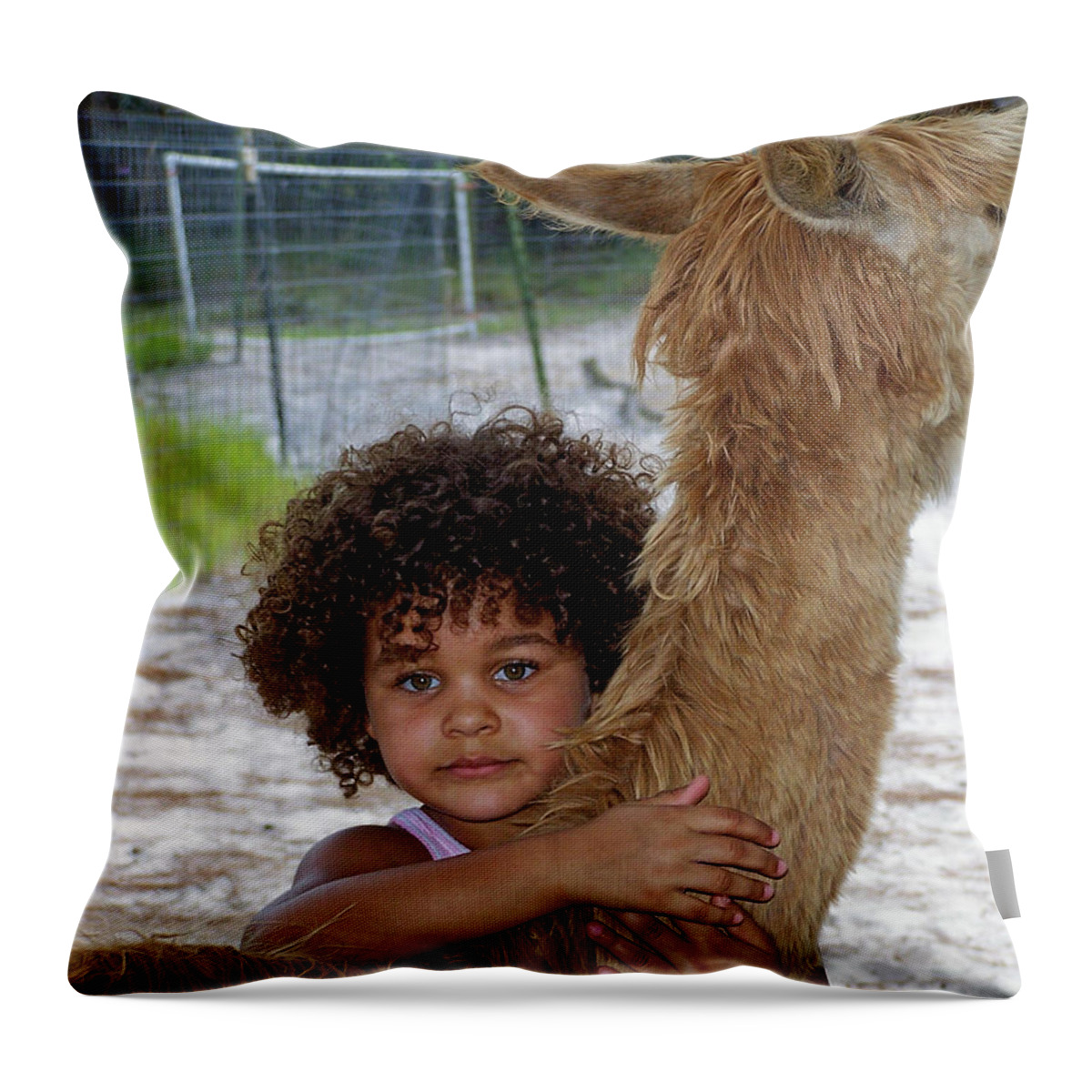 Animal Throw Pillow featuring the photograph Alpaca Love by Judy Wanamaker