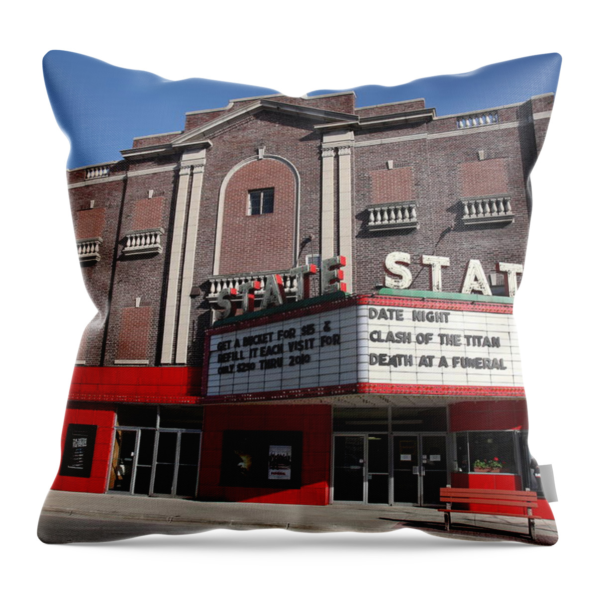 Alpena Throw Pillow featuring the photograph Alpena Michigan - State Theater by Frank Romeo
