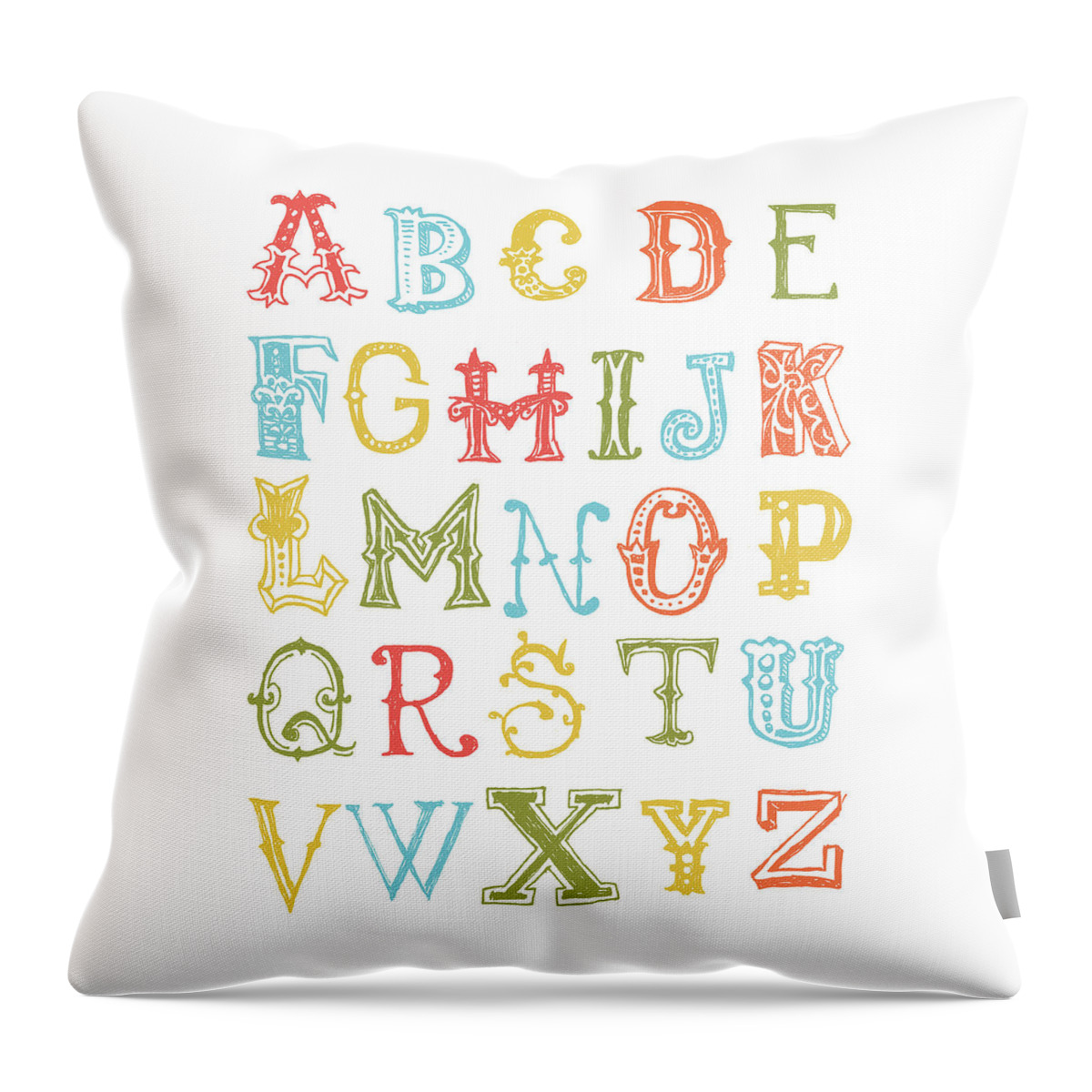 Inspirational Throw Pillow featuring the digital art Alphabet Poster by Jaime Friedman