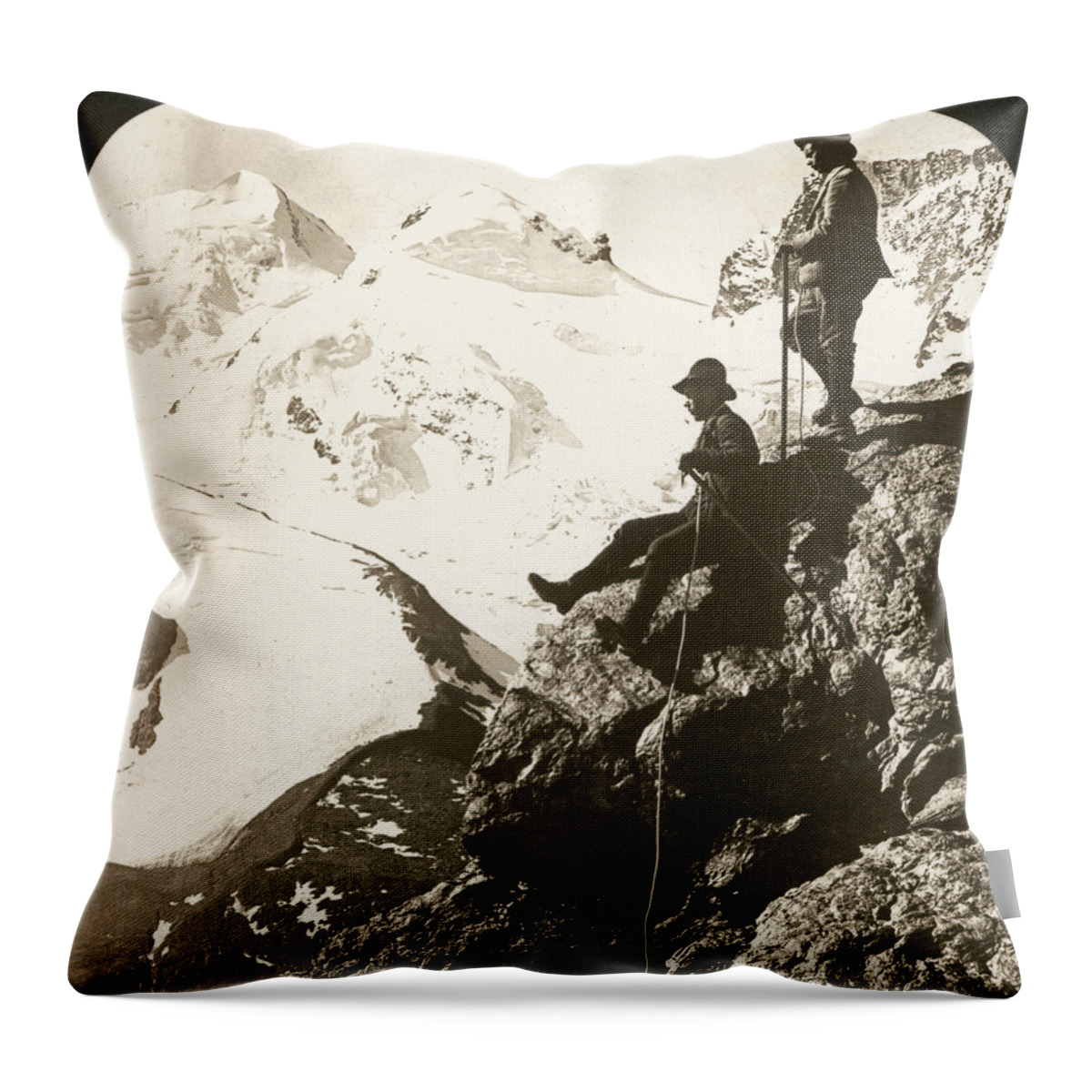 1908 Throw Pillow featuring the photograph Alpine Mountaineers, 1908 by Granger