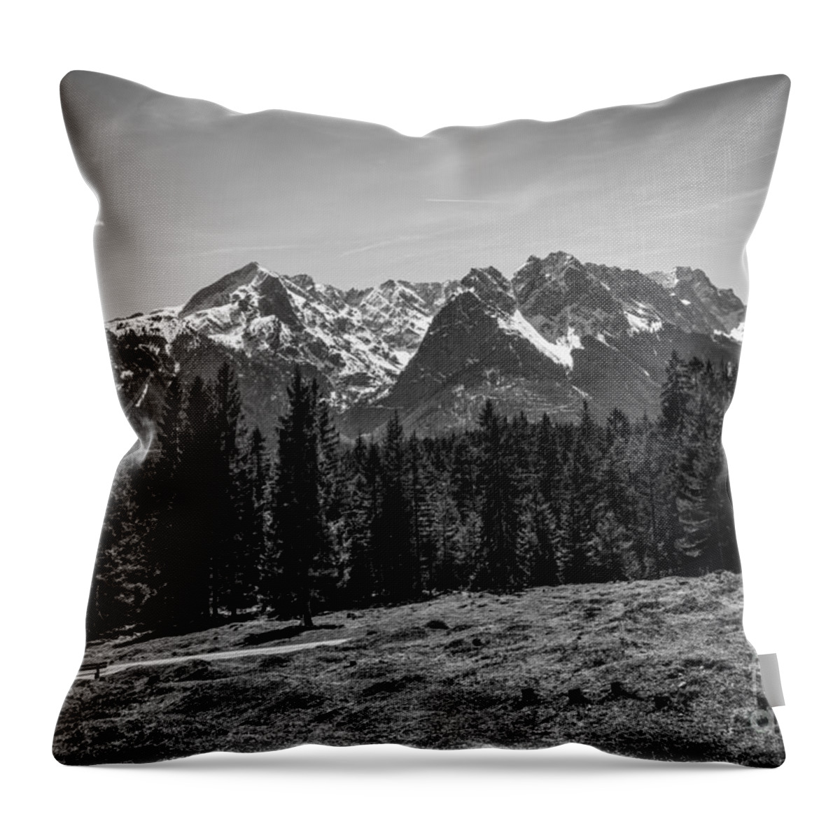 Alpspitze Throw Pillow featuring the photograph Alpspitze till Zugspitze II by Hannes Cmarits