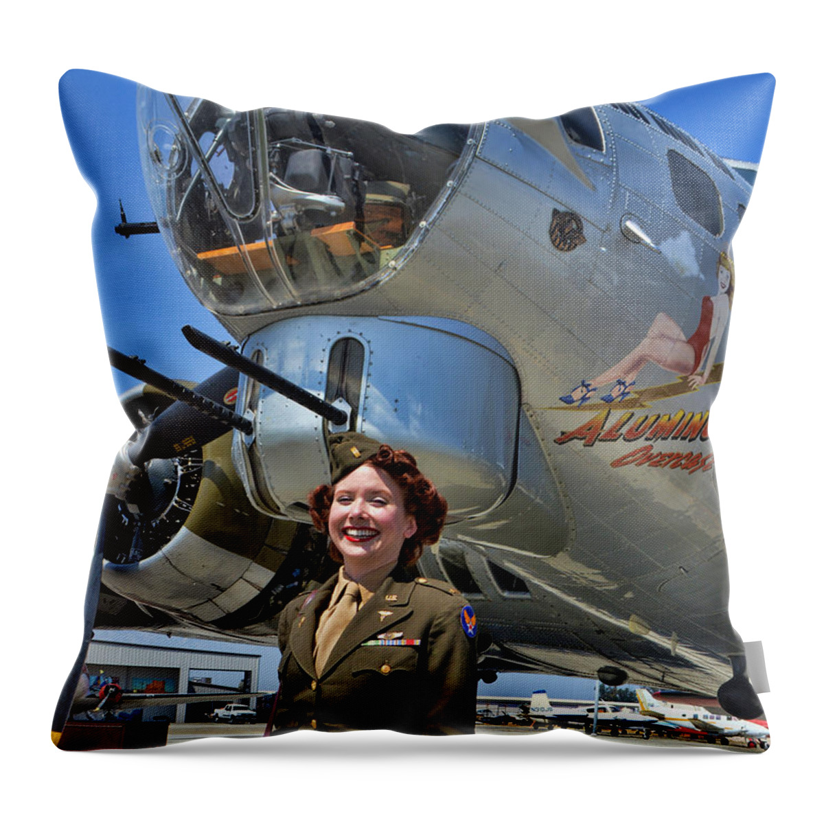 Boeing B-17 Flying Fortress Throw Pillow featuring the photograph Aluminum Overcast 2 by Tommy Anderson