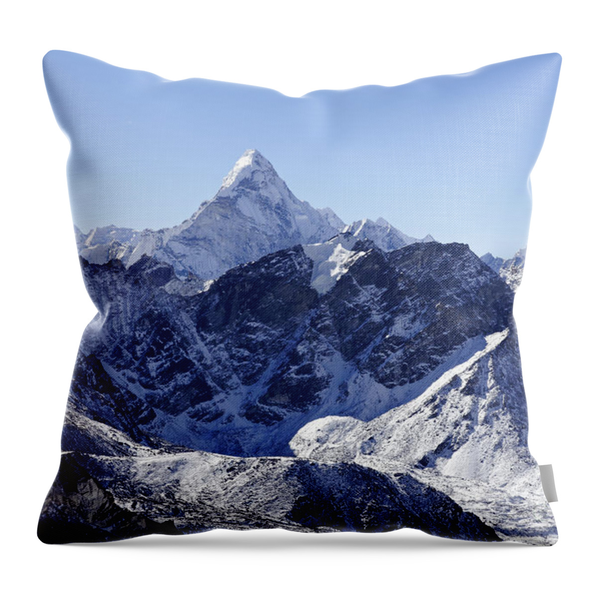 Ama Dablam Throw Pillow featuring the photograph Ama Dablam mountain seen from the summit of Kala Pathar in the Everest Region of Nepal by Robert Preston