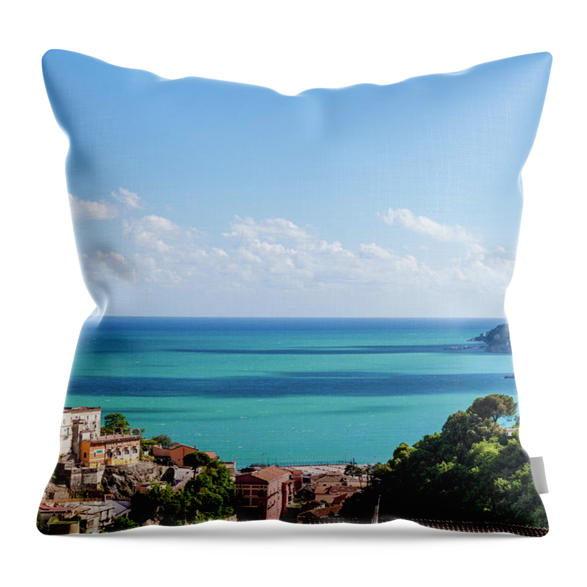 Scenics Throw Pillow featuring the photograph Amalfi Coast Landscape Vietri Village by Angelafoto