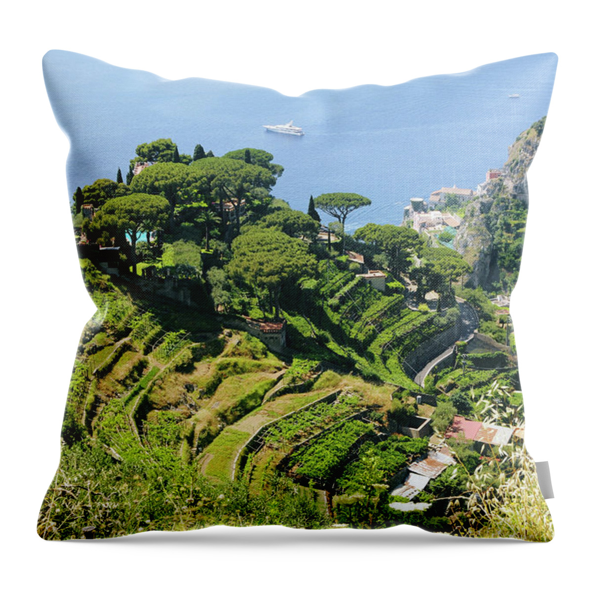 Scenics Throw Pillow featuring the photograph Amalfi Coast Terraces by Digistu