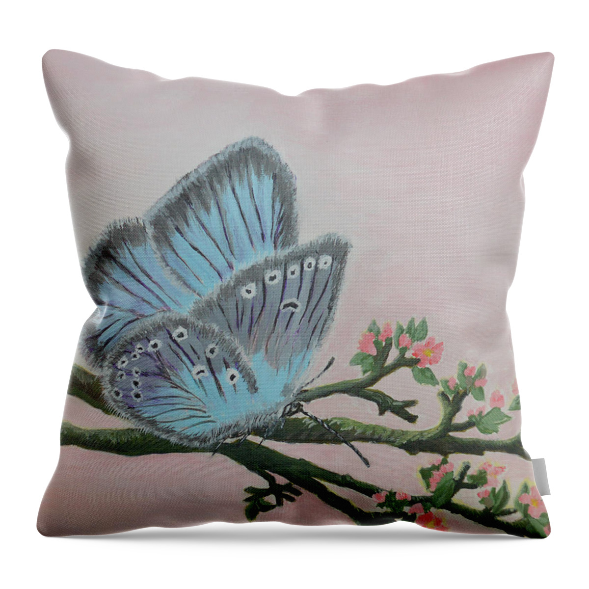 Colorful Throw Pillow featuring the painting Amandas Blue by Felicia Tica