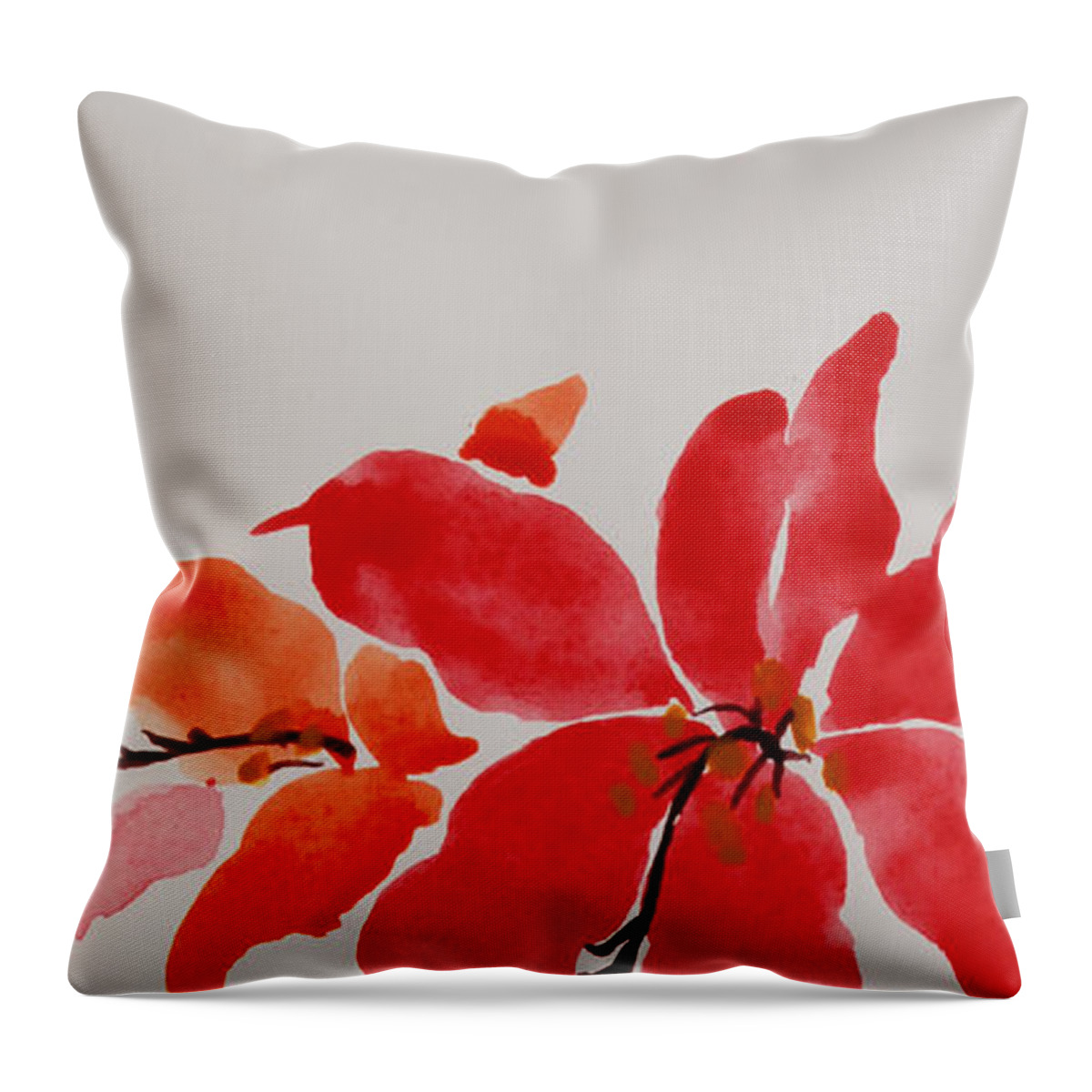 Floral Throw Pillow featuring the painting Amaryllis II by Heidi E Nelson