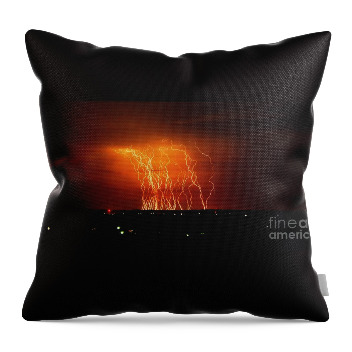 Michael Tidwell Photography Throw Pillow featuring the photograph Amazing Lightning Cluster by Michael Tidwell