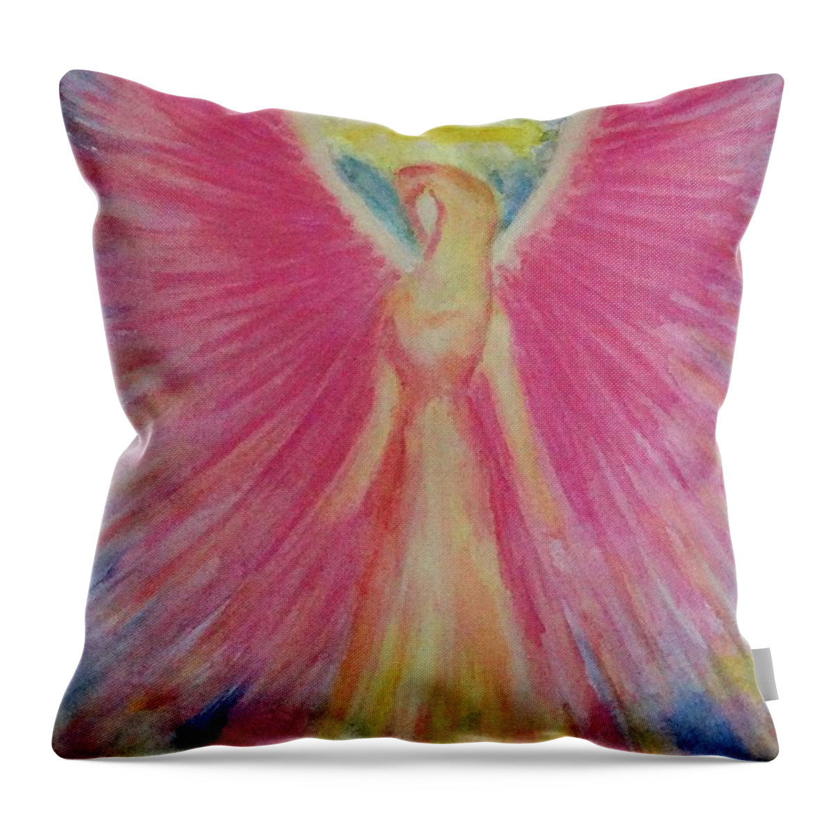Amelya Throw Pillow featuring the painting Amelya's Angel by J L Zarek