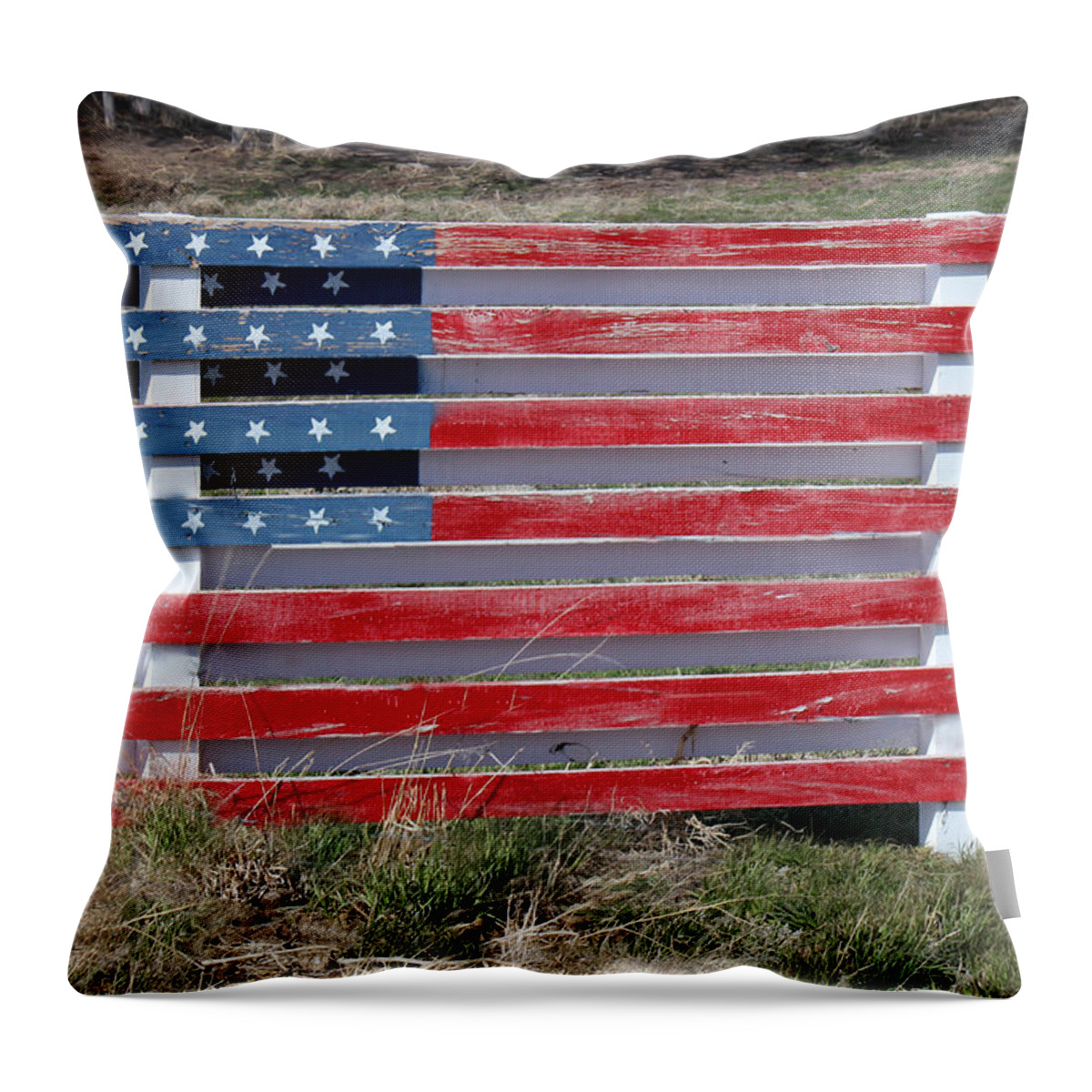 Americana Throw Pillow featuring the photograph American Flag Country Style by Sylvia Thornton